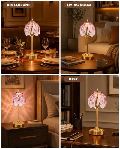 Nusogon Cordless Flower Table Lamp, 5200mAh Small Rechargeable Touch Lamp