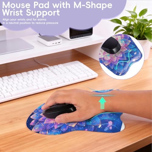Wrist Support Mouse Pad Anti Slip Rubber Wrist Rest Mousepad 9in X 8in Small Desktop Notebook Mouse Mat for Working and Gaming (M-Beautiful Mandala)
