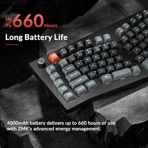 Keychron V10 Ultra 8K Wireless Mechanical Keyboard, 75% Alice Ergonomic Layout with Knob, 8000Hz 2.4GHz/USB-C Wired, Bluetooth 5.3, ZMK, Hot-Swappable Brown Linear Switches for Mac, Windows & Linux