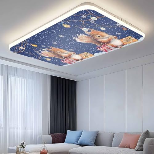 1 Pcs Fluorescent Light Covers for Ceiling Lights,Christmas Squirrel Winter Snowflake,Magnetic Light Filters Drop Fluorescent Lights Shade for Office Xmas Ball Dark Blue