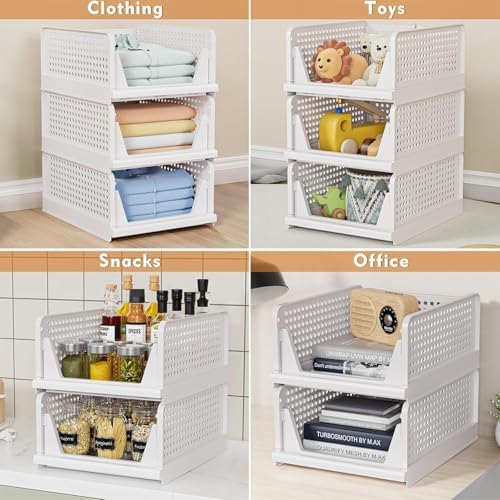 caktraie 8 Pack Stackable Closet Storage Basket - Stackable Storage Bins