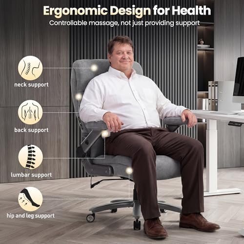 Big and Tall Office Chair with Kneading Massage, Comfy and Heavy Duty