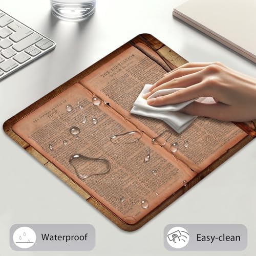 Vintage Open Bible Cross Mouse Pad, Christian Religious Scripture Desk Mat
