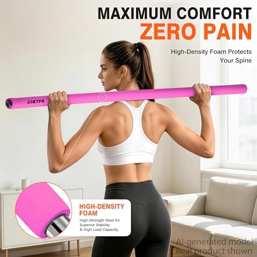 Adjustable Yoga Stick for Stretching & Balance, Upgraded Workout Pilates Equipment for Back Posture Corrector, 4-Section Steel Mobility Bar for Flexibility, Physical Therapy, Exercise Training