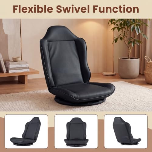 KOMFOTT 360° Swivel Floor Gaming Chair with Adjustable Backrest (Black)