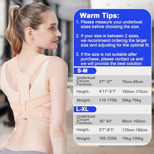 Generic Women Back Braces Posture,Adjustable Upper Back Brace for Clavicle Support and Providing Pain Relief from Neck,Back Brace and Posture Corrector for Women and Men(Large/X-Large 35""-43"")