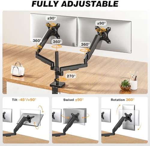 TVON Dual Monitor Stand & Monitor Arm Desk Mount up to 35 Inches