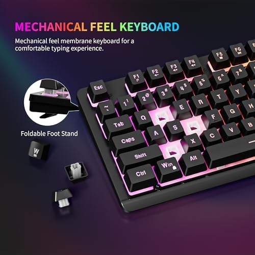 Newmen GM104 Wired Gaming Keyboard and Mouse Combo,Mechanical Feel Keyboard