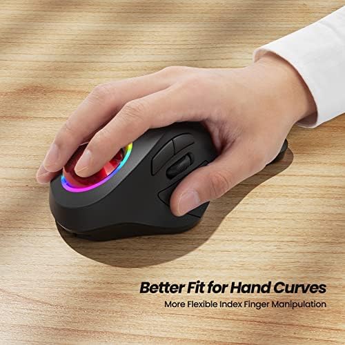Nulea Wireless Trackball Mouse Ergonomic RGB 44mm Index Finger Control