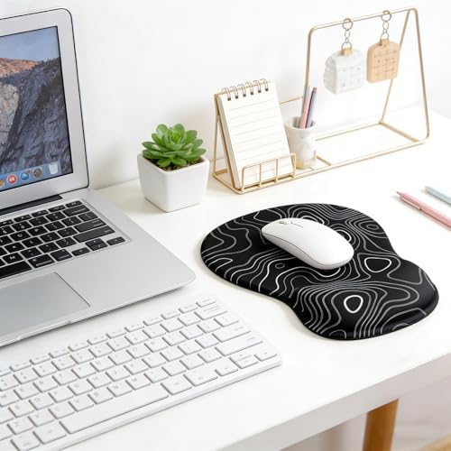 Ergonomic Mouse Pad with Wrist Rest - Gel Wrist Support Mousepad with Non-Slip PU Base for Computer, Laptop, Office & Home