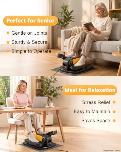Mini Under Desk Elliptical Electric Leg Exerciser for Senior 12 Speed 4Mode