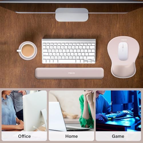 MOSISO Wrist Rest Support for Mouse Pad & Keyboard Set, Apricot