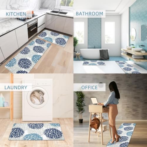 Kitchen Mats Set of 2 Cushioned Anti Fatigue Kitchen Rugs Non Slip Waterproof Kitchen Runner Memory Foam Kitchen Floor Mat Comfort Standing Mat for Sink,Office,Laundry,17.3 x 28 inch + 17.3 x 47 inch