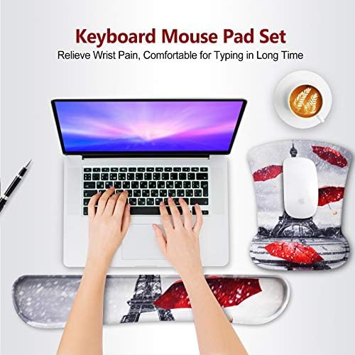 Keyboard Wrist Rest Mouse Pad Support, ToLuLu Gel Ergonomic Mouse Pads for Computer Laptop PC, Comfortable Durable Mousepad Keyboard Wrist Rests for Easy Typing Pain Relief, Eiffel Tower