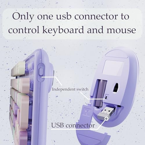Colorful Wireless Keyboard and Mouse Combo Purple Colorful