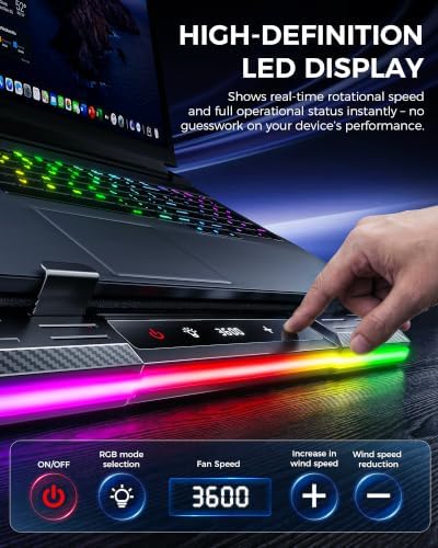 ChillCore 2 Detachable Fans RGB Gaming Laptop Cooling Pad, Rapid Cooling for 15.6-19.3" Laptops, Variable Speed Control, 8 Adjustable Heights - K6 with Memory Foam