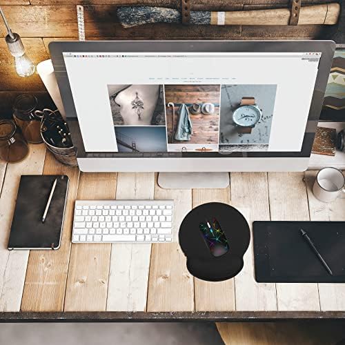 Wrist Rest Support Mouse Pad,Ergonomic Memory Foam Mouse Mat 9x10in Non-Slip Rubber Base Pain Relief Mousepad for Computer, Laptop(Black Foam)