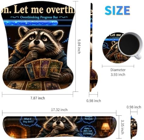 3-in-1 Ergonomic Memory Foam Keyboard Wrist Rest Pad Set, Raccoon