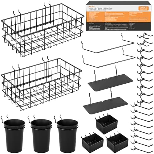 INCLY 30PCS Peg Board Organizer Accessories Kit with Bins, Cups & Baskets