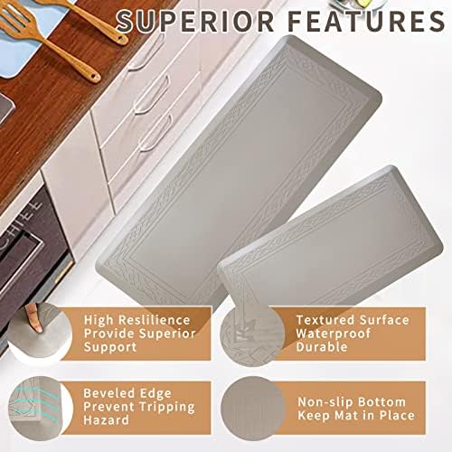 24 x 60 Inch Extra Support Anti Fatigue Comfort Kitchen Mat, Waterproof Long Kitchen Runner, Non-Slip Standing Desk Mat, Commercial Pads for Offices, Home, Garages (Bordeaux Cabblestone, 24'' x 60'')