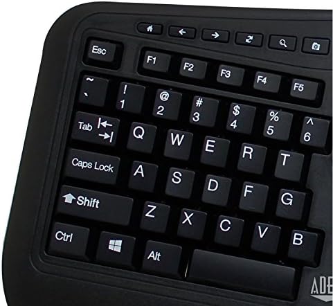 Adesso WKB-1500GB Wireless Ergonomic Keyboard and Laser Mouse, Black