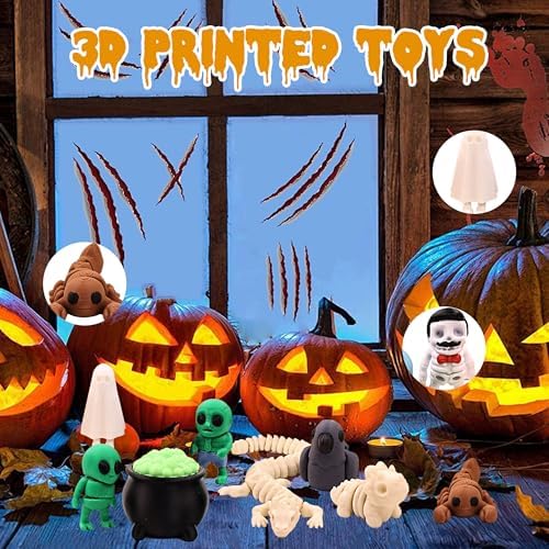 3D Printed Horror‌ Figurines Set, Articulated Halloween Skeleton Figurines