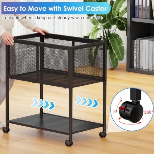 Hongtamoya Rolling File Cart, Mobile File Cabinet Fits Letter Size, Black