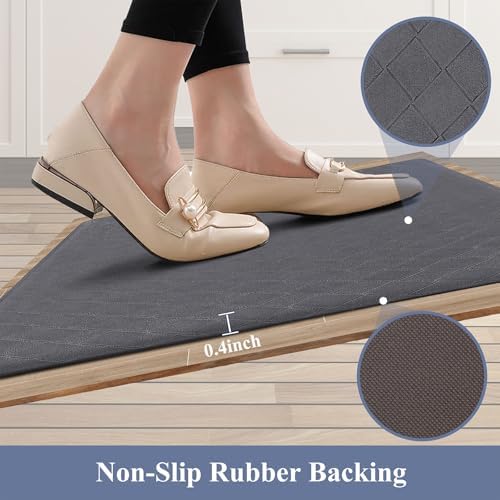 HEBE Anti Fatigue Kitchen Rugs Set of 3, Cushioned Kitchen Mats for Floor