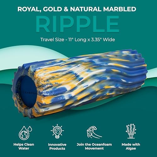 Oceanfoam Ripple Roller - Small Foam Roller (Royal, Gold & Natural Marbled)
