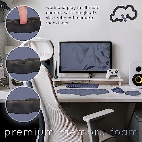 Cloud Keyboard Wrist Rest – Create-ables Qloud Cloud Wrist Rest for Computer Keyboard and Mouse, Ergonomic Memory Foam Wrist Pad with Non-Slip Base, Includes Cloud Mouse Pad – Slate Blue