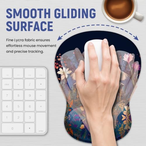 Ergonomic Mouse Pad with Wrist Rest, Gel Wrist Support, Cranes