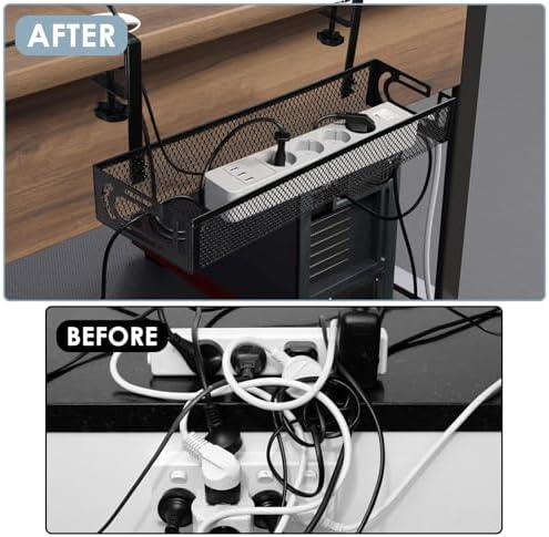 Cable Management, 2 Pack Cable Management Under Desk, Cable Tray