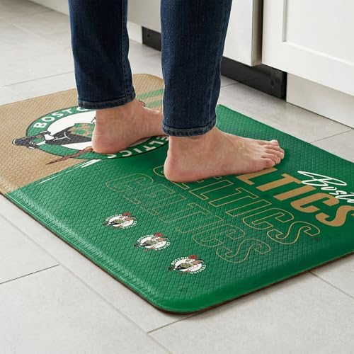 Northwest NBA Boston Celtics Embossed Anti-Fatigue Mat, Cushioned Kitchen Floor Rug, Non-Slip PVC Standing Comfort, 18 x 30 in