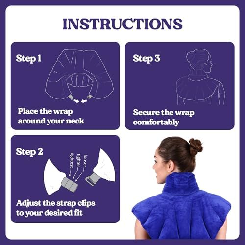 Microwavable Heating Pad for Neck, Shoulders, and Back by Joy & Grace | 5 Lb Weighted Neck & Shoulder Wrap | Moist Heat Therapy Pack for Relaxation and Comfort | Soft Micro-Mink Cover | Unscented Blue