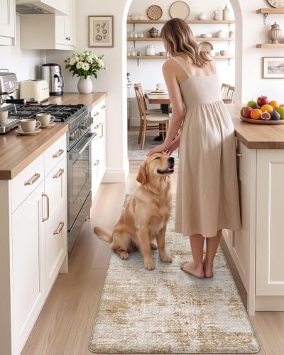 DEXI Kitchen Floor Mats Cushioned Anti Fatigue Runner, 23x59 Light Brown