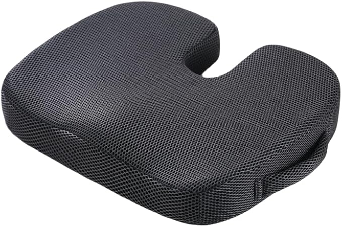 Memory Foam Seat Cushion - Ergonomic U-Shape Coccyx Support, Office Chair Pad, Slow Rebound Hip Cushion for Office, Car, Gaming Chair, Wheelchair, 7 Colors & 2 Fabrics (Dark Gray [Mesh Fabric])
