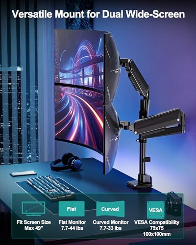 MOUNT PRO Dual Monitor Arm for Max 49" Ultrawide Screens up to 44 lbs