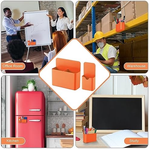 KITANIS Magnetic Pen Holder,2 Pack Magnetic Dry Erase Marker Holder with Generous Compartments,Strong Magnet Storage Marker Pen Pencil Organizer for Refrigerator,Whiteboard,Locker Accessories