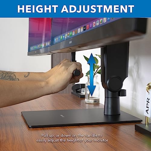 Mount-It! Freestanding Dual Monitor Stand 17" to 32", Height Adjustable, Tension Adjustable Spring Monitor Stand for 2 Screens, Max VESA 100x100, Swivel, Rotation, Instant Height Adjustment, Black