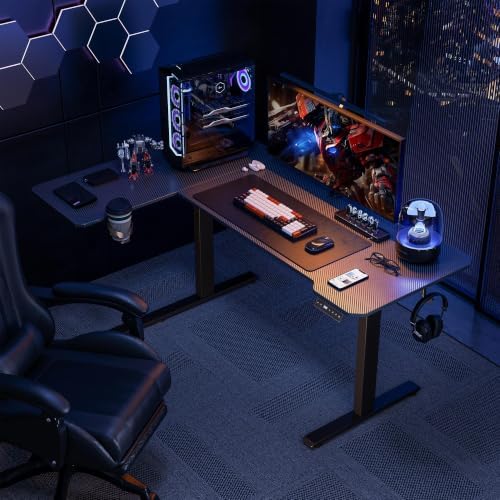 Acrolix L Shaped Electric Standing Desk,43x31.5 Reversible,Black Carbon