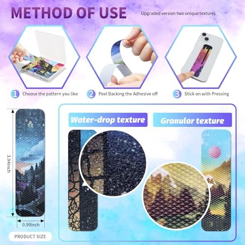 48 Pieces Unique Sensory Stickers for Anxiety Relief Items - Sensory Strips with Storage Box - 2 Textured Surface Fidget Strips for Office & Classroom Desk - Relieve Adult & Teen Stress (Scenery)