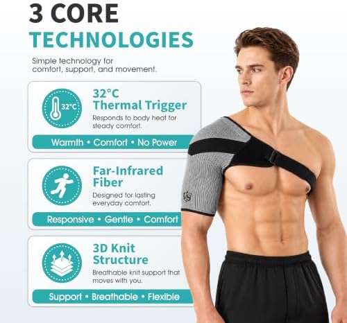 Vital Salveo Shoulder Brace Compression Sleeve Wrap with Support and Stability Breathable for Shoulder Pain Dislocated Rotator Cuff Tendinitis (1PC)