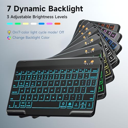 Keyboard case for ipad Air 11 inch(M2 2024)/10.9 Inch Air 5th 4th Generation & iPad Pro 11 inch (1st/2nd/3rd/4th Gen) 360° rotational case Folio Cover with Pencil Holder - Backlit Detachable-(Black)