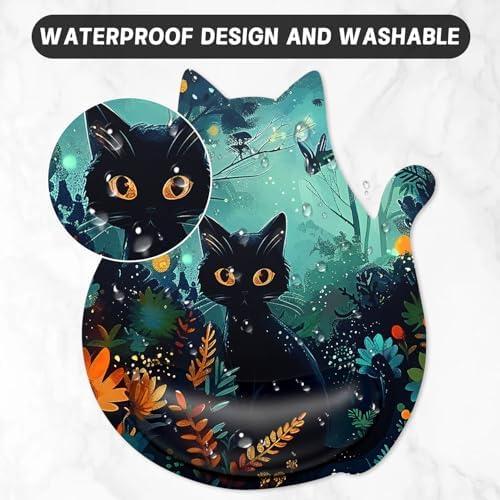 Ergonomic Mouse Pad with Wrist Rest, Cute Cat Memory Foam Padded Pain Relief Non-Slip Wrist Support Mouse Mat for Gaming Work Computer Laptop, Funny Office Supplies Desk Accessory, Pretty Cat