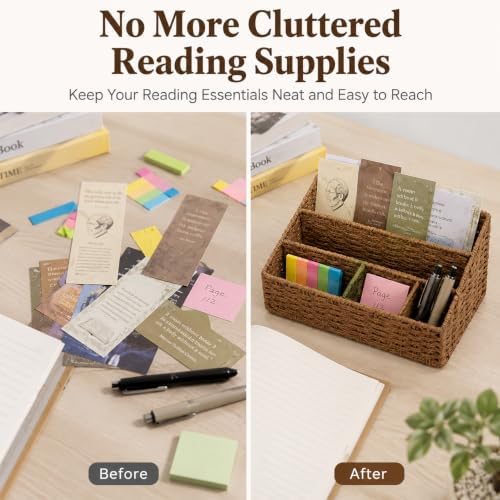 Rattan Desk Organizer,5 Slot Mail Organizer Countertop