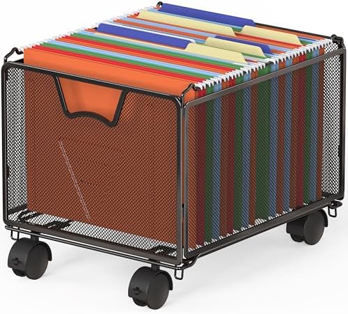 Simple Houseware Stackable Mesh Hanging Rolling File Cart, Black
