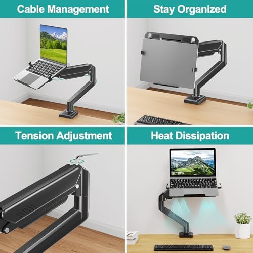 MOUNT PRO Laptop Arm Mount for Desk, Fits Max 17" Notebook and 32" Monitors