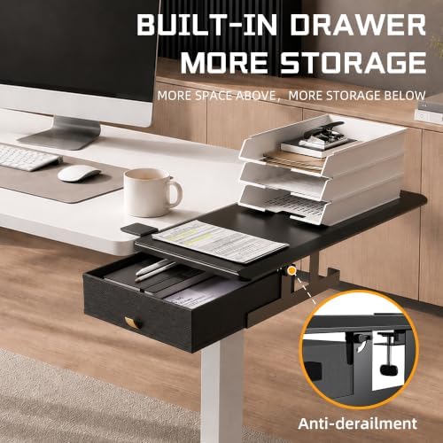 ETHU Desk Extender Tray with Storage Drawer, 25.6x11.4, Black