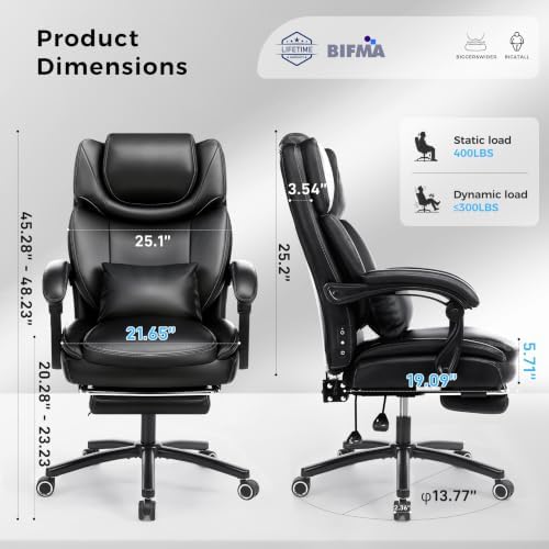 Big and Tall Massage Heat Office Chair for Executive Gaming People