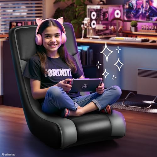 GTPLAYER Floor Rocking Gaming Chair – Floor Rolling Game Chairs with Angle Limiter, Gamer Rocker Floor Seat, Compact & Lightweight, Black(Large)